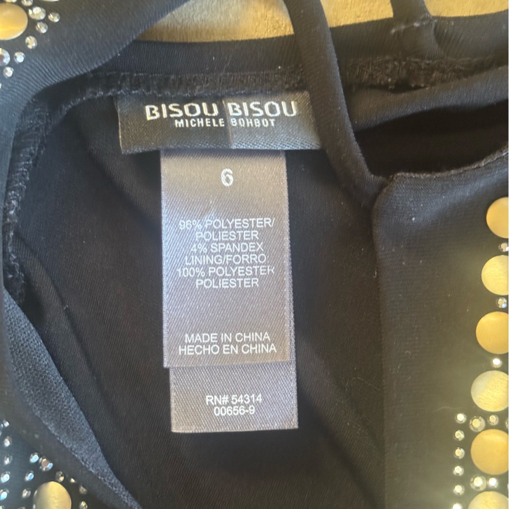 Bisou Bisou Michele Bohbot Black Embellished Low V-Neck, Bodycon  Dress (M)(6) - Picture 7 of 13